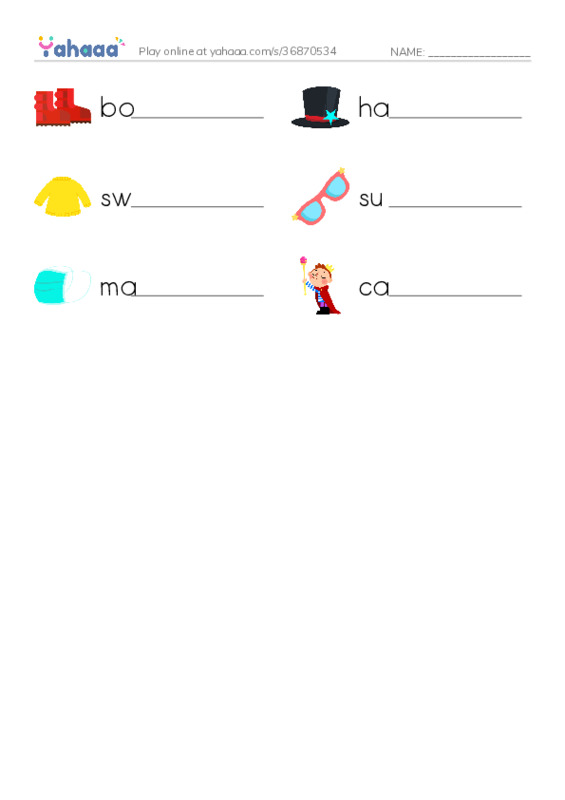 RAZ Vocabulary AAA: Fido Gets Dressed PDF worksheet writing row