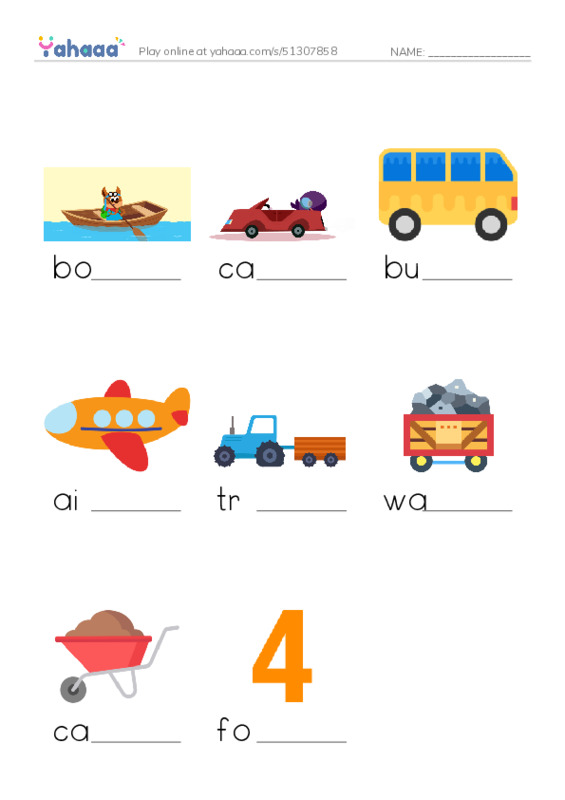RAZ Vocabulary AAA: Four PDF worksheet to fill in words gaps
