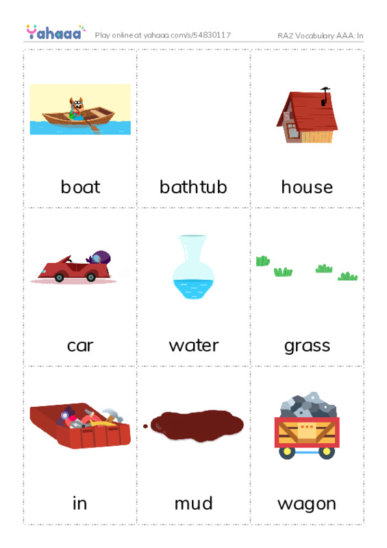 RAZ Vocabulary AAA: In PDF flaschards with images