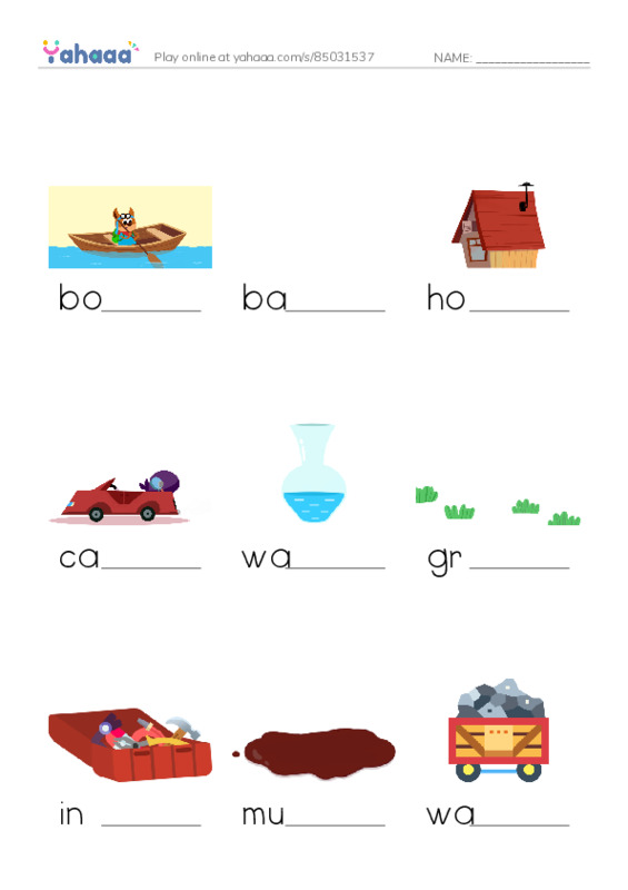 RAZ Vocabulary AAA: In PDF worksheet to fill in words gaps