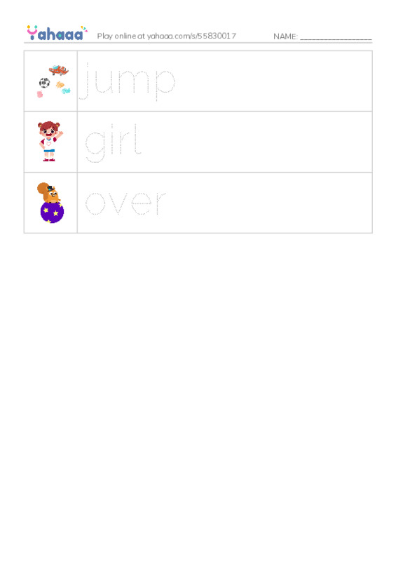 RAZ Vocabulary AAA: Jump Over PDF one column image words