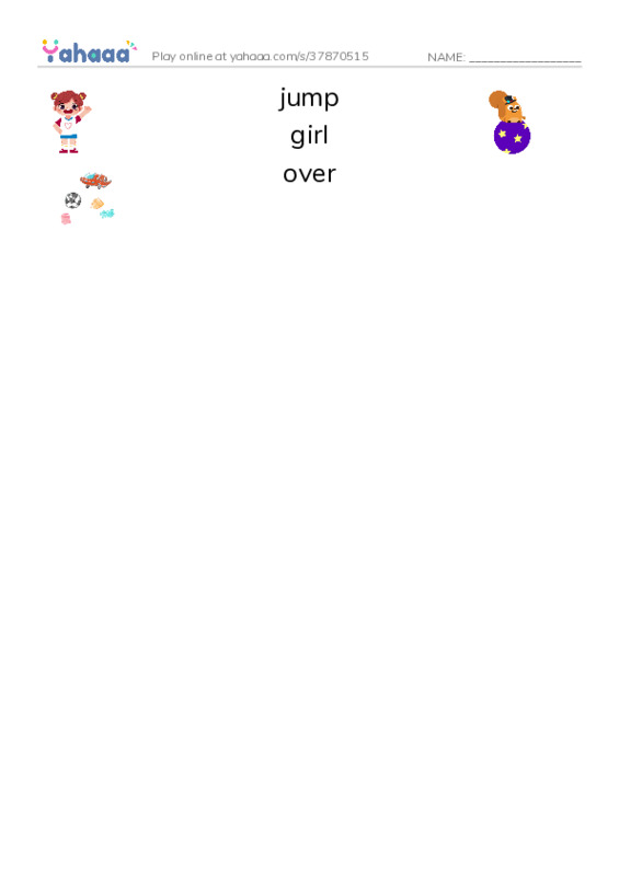 RAZ Vocabulary AAA: Jump Over PDF three columns match words