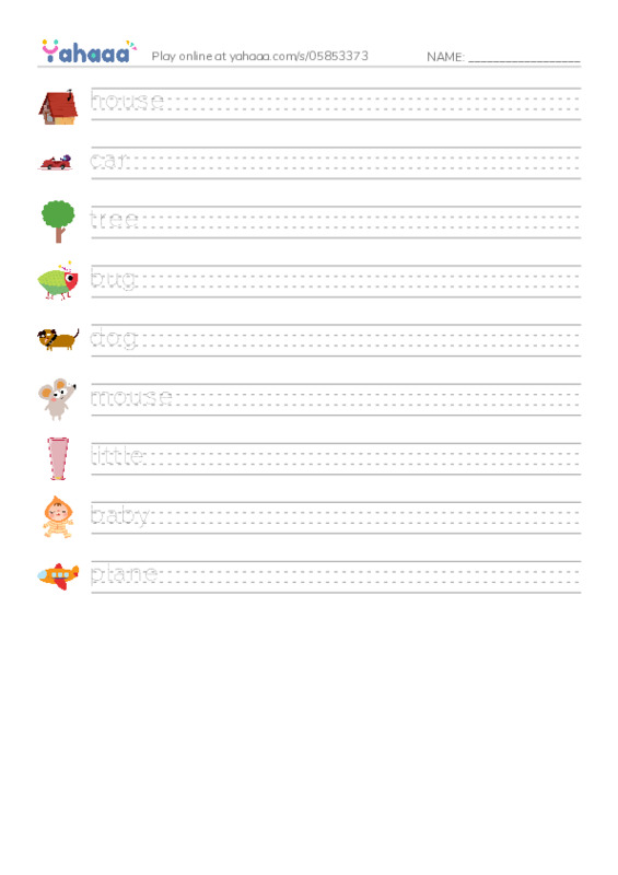 RAZ Vocabulary AAA: Little PDF write between the lines worksheet