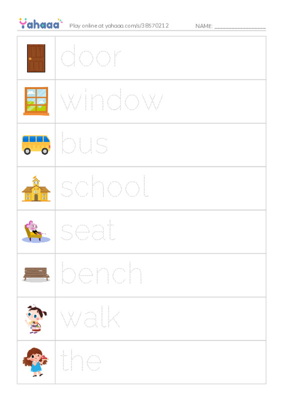 RAZ Vocabulary AAA: My School Bus PDF one column image words
