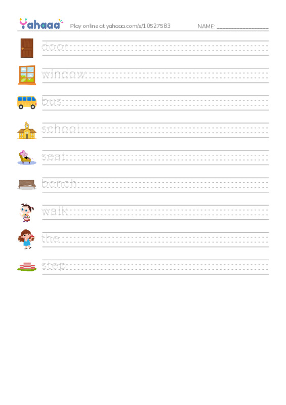 RAZ Vocabulary AAA: My School Bus PDF write between the lines worksheet