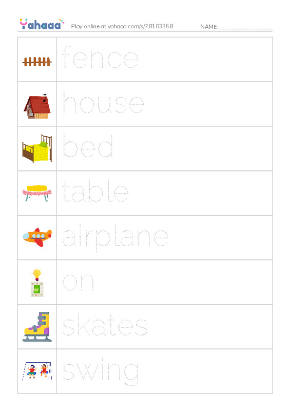 RAZ Vocabulary AAA: On PDF one column image words