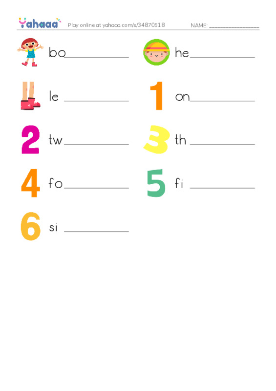 RAZ Vocabulary AAA: One Insect PDF worksheet writing row