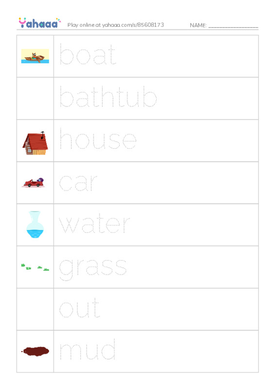 RAZ Vocabulary AAA: Out PDF one column image words