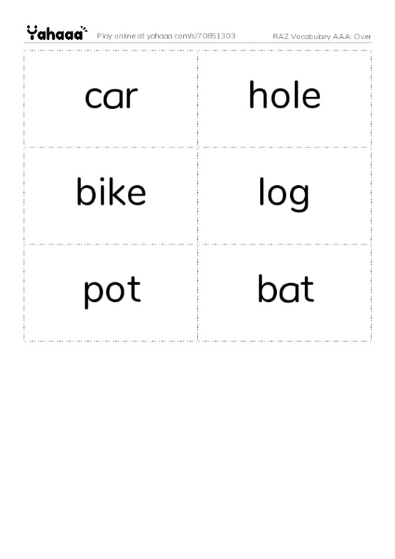 RAZ Vocabulary AAA: Over PDF two columns flashcards