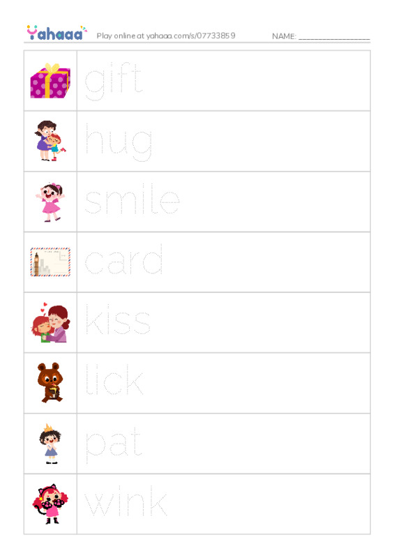 RAZ Vocabulary AAA: Show Some Love PDF one column image words