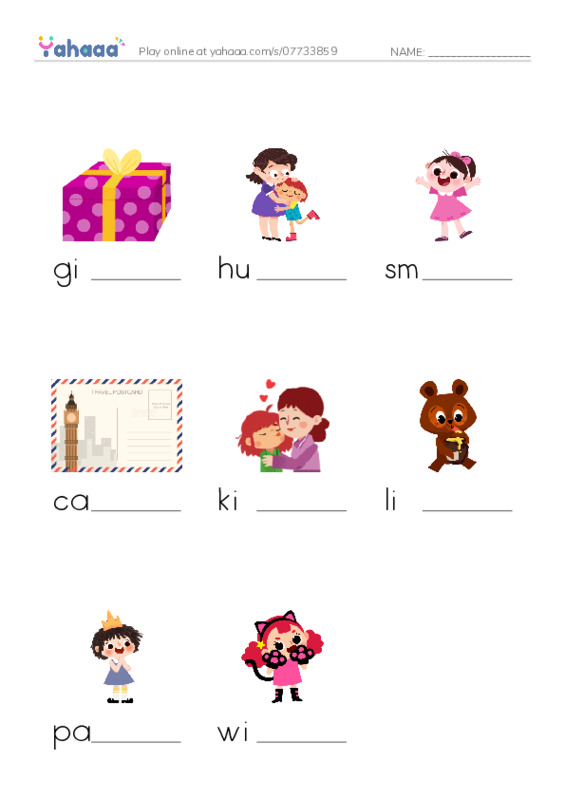 RAZ Vocabulary AAA: Show Some Love PDF worksheet to fill in words gaps