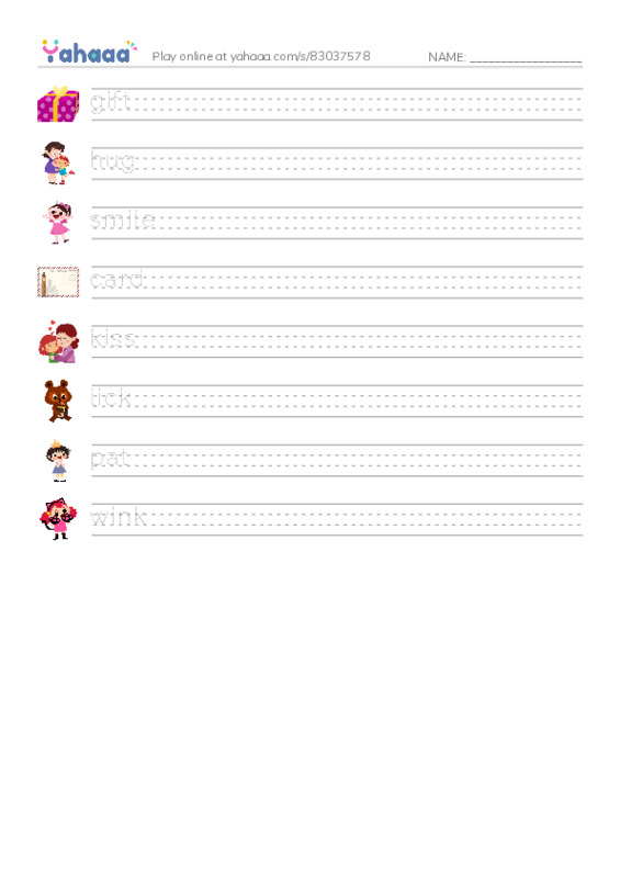 RAZ Vocabulary AAA: Show Some Love PDF write between the lines worksheet