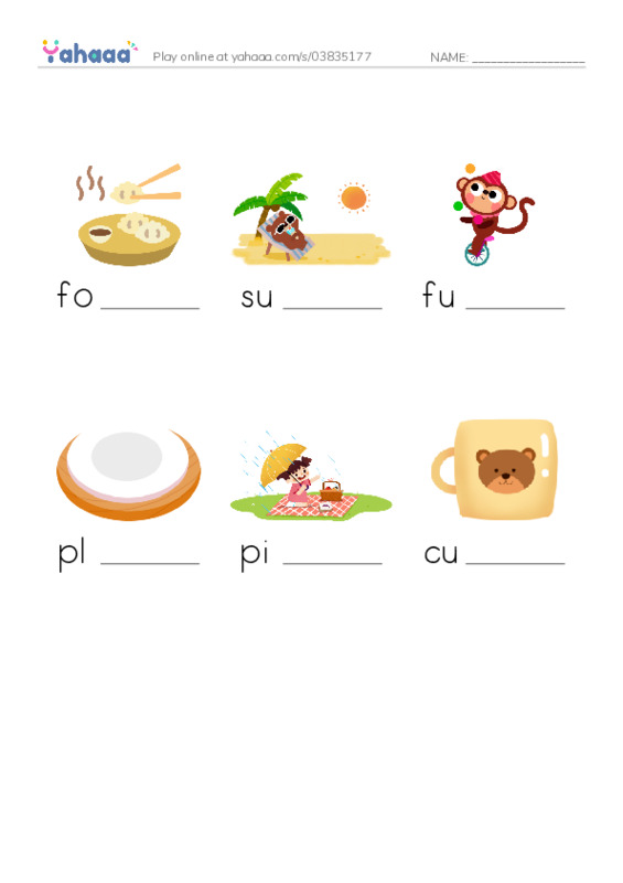 RAZ Vocabulary AAA: Summer Picnics PDF worksheet to fill in words gaps
