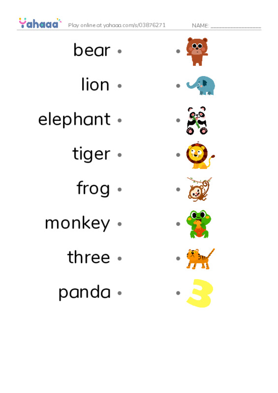 RAZ Vocabulary AAA: Three PDF link match words worksheet