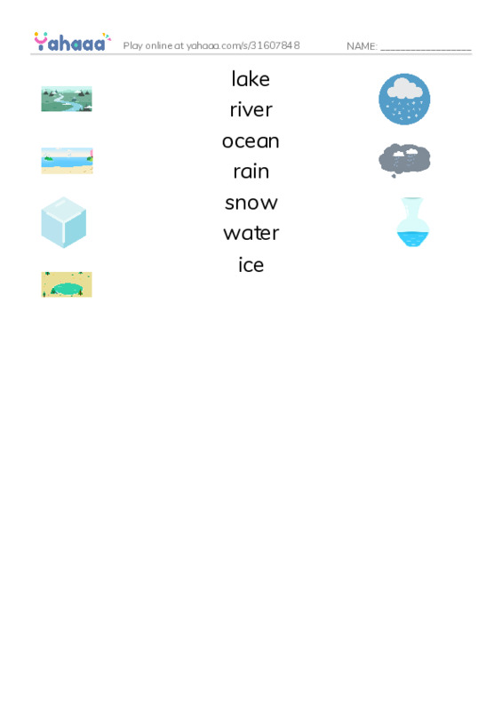 RAZ Vocabulary AAA: Water PDF three columns match words