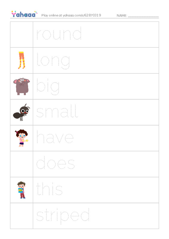 RAZ Vocabulary B: Animal Ears PDF one column image words