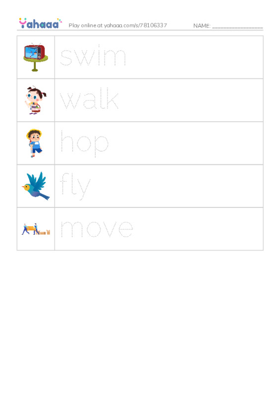 RAZ Vocabulary B: Animals Can Move PDF one column image words