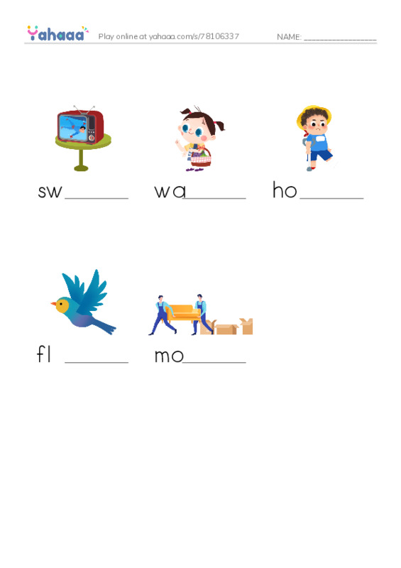 RAZ Vocabulary B: Animals Can Move PDF worksheet to fill in words gaps