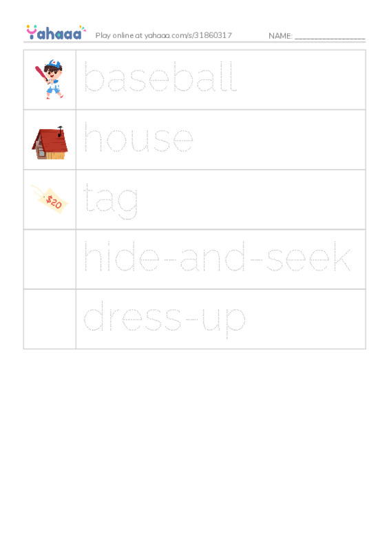 RAZ Vocabulary B: Games We Play PDF one column image words