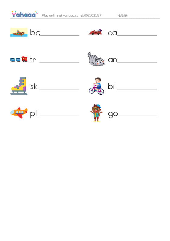 RAZ Vocabulary B: Go Animals Go PDF worksheet writing row