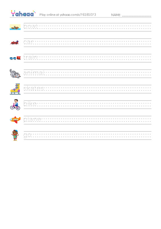 RAZ Vocabulary B: Go Animals Go PDF write between the lines worksheet