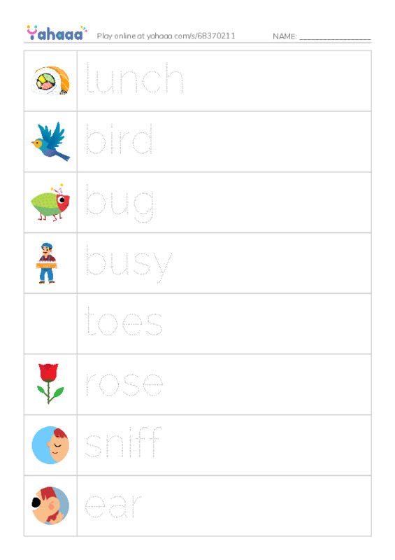 RAZ Vocabulary B: Gracies Nose PDF one column image words