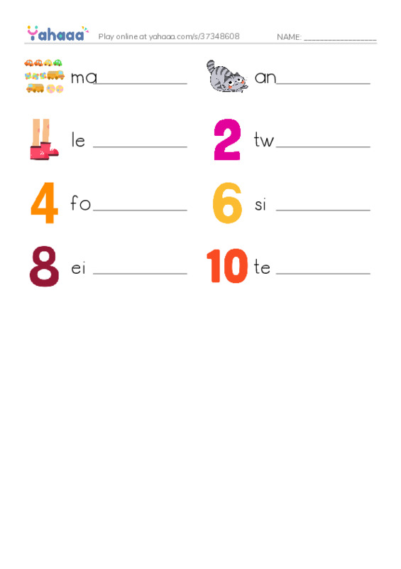 RAZ Vocabulary B: How Many Legs PDF worksheet writing row