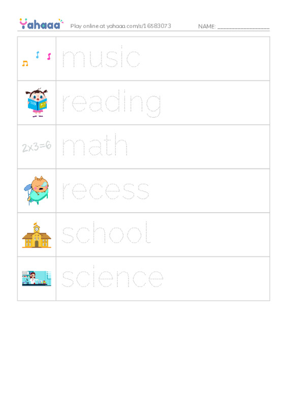 RAZ Vocabulary B: It Is School Time PDF one column image words