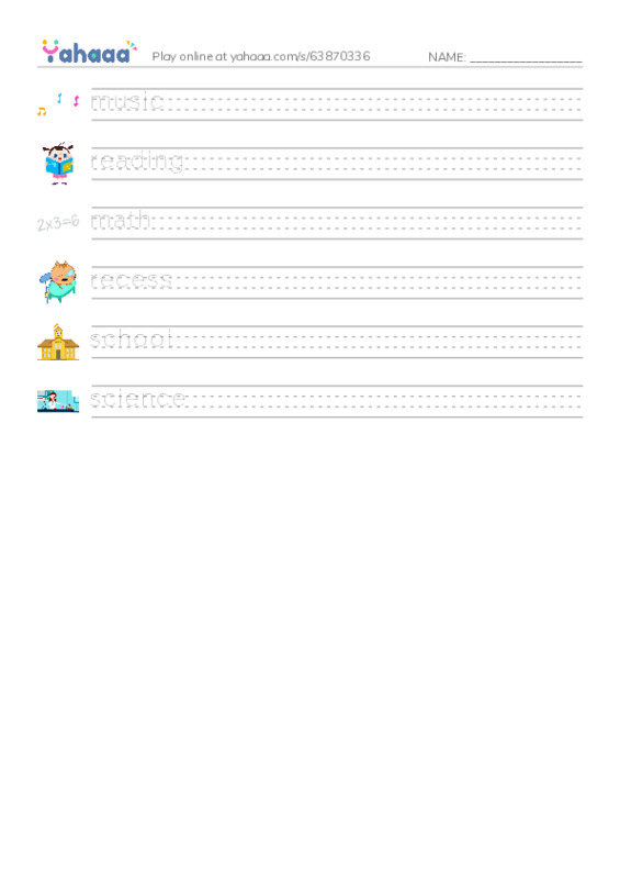 RAZ Vocabulary B: It Is School Time PDF write between the lines worksheet