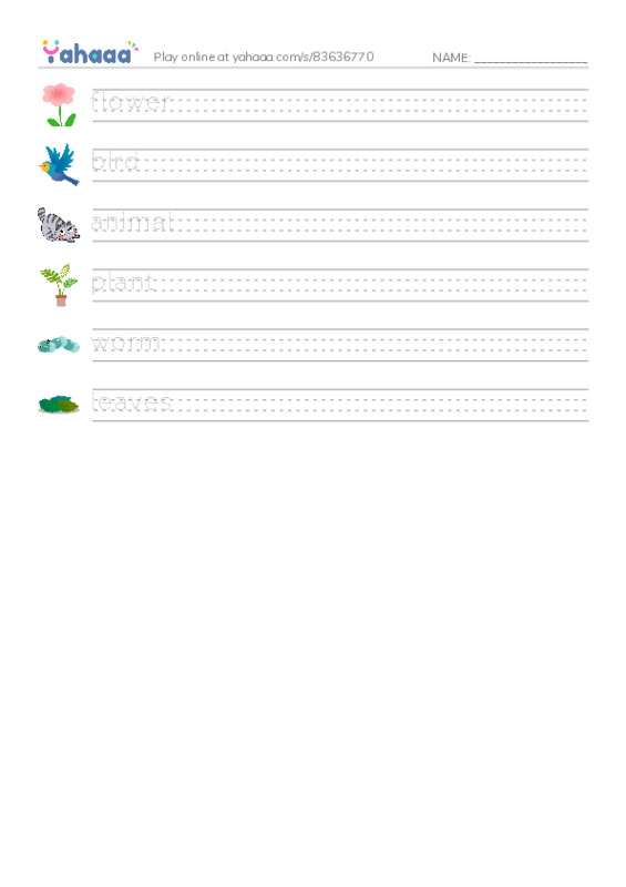 RAZ Vocabulary B: It Is Spring PDF write between the lines worksheet