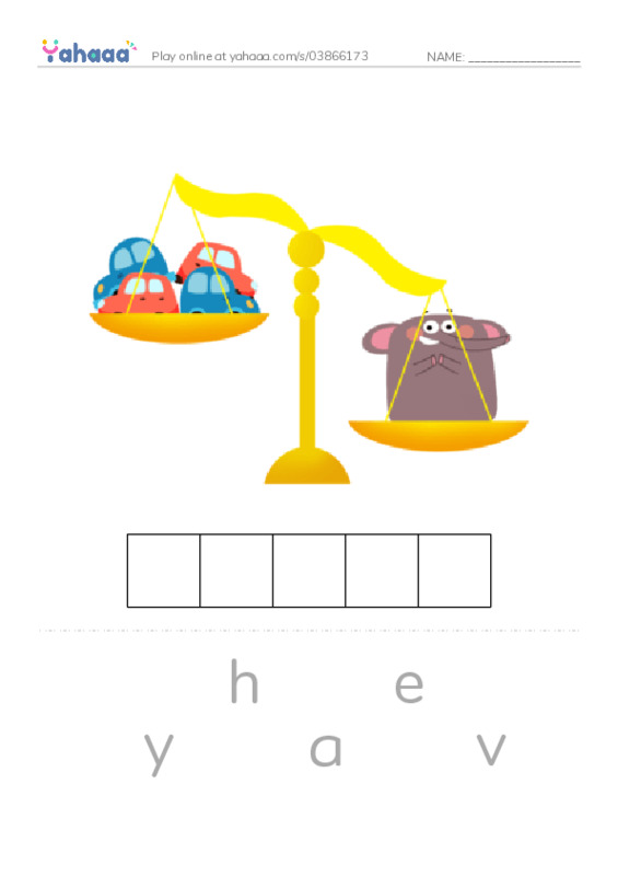 RAZ Vocabulary B: Light and Heavy PDF word puzzles worksheet