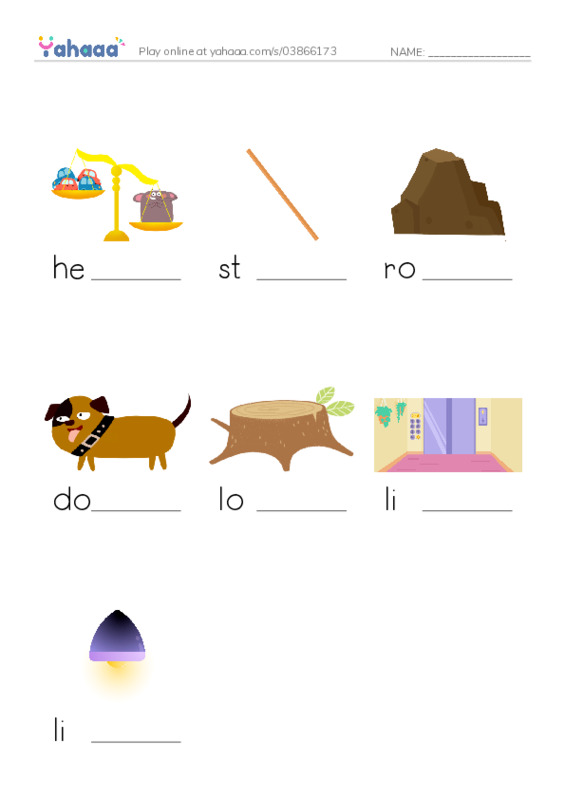 RAZ Vocabulary B: Light and Heavy PDF worksheet to fill in words gaps