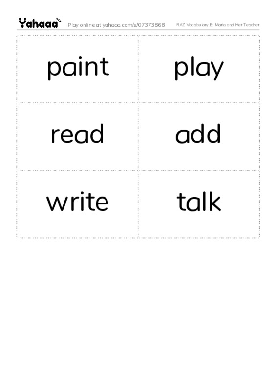 RAZ Vocabulary B: Maria and Her Teacher PDF two columns flashcards