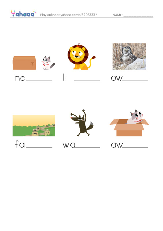 RAZ Vocabulary B: Near and Far Away PDF worksheet to fill in words gaps
