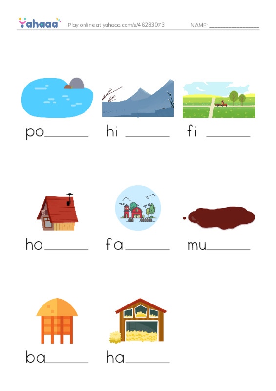 RAZ Vocabulary B: On the Farm PDF worksheet to fill in words gaps