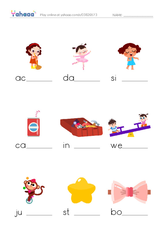 RAZ Vocabulary B: Our Show PDF worksheet to fill in words gaps