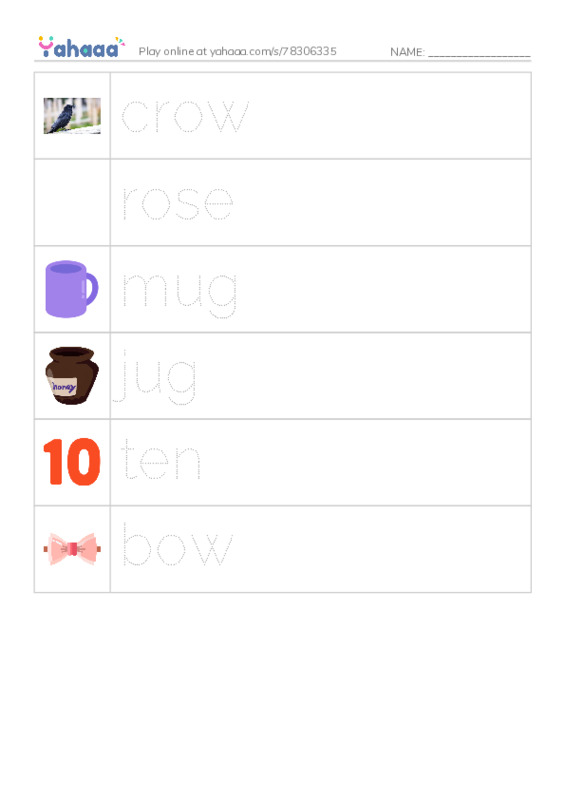RAZ Vocabulary B: Ten PDF one column image words