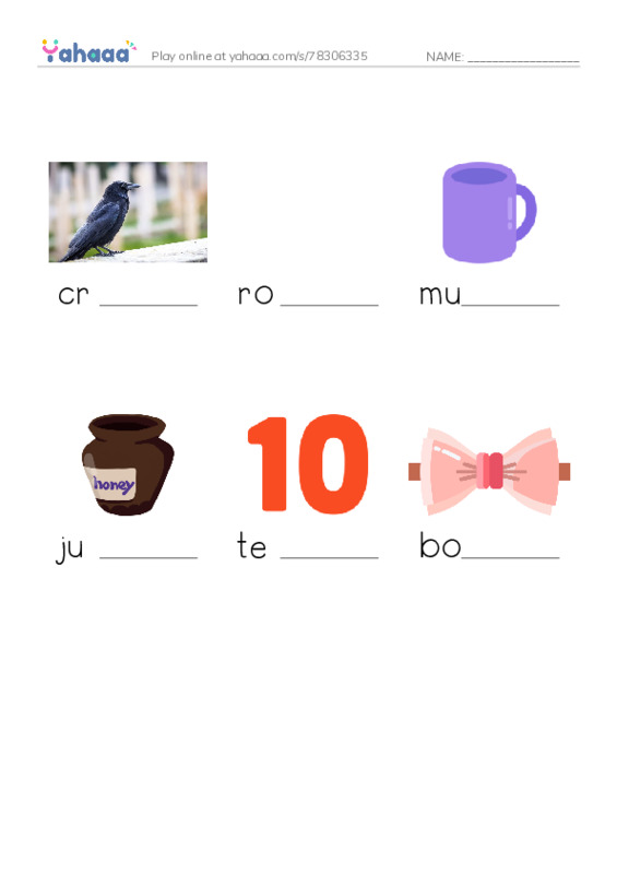 RAZ Vocabulary B: Ten PDF worksheet to fill in words gaps