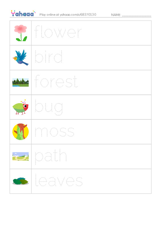 RAZ Vocabulary B: The New Forest Path PDF one column image words