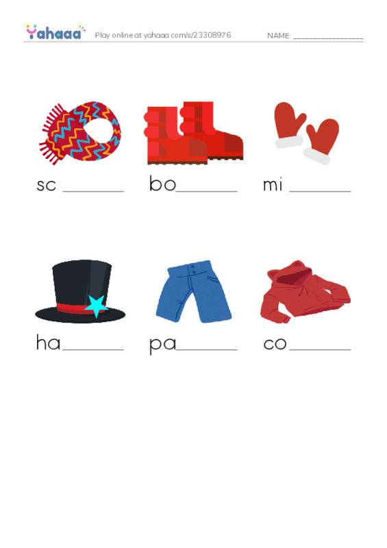 RAZ Vocabulary B: Winter Fun PDF worksheet to fill in words gaps