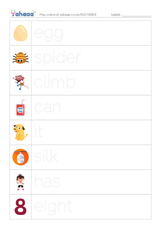 RAZ Vocabulary C: All About Spiders PDF one column image words