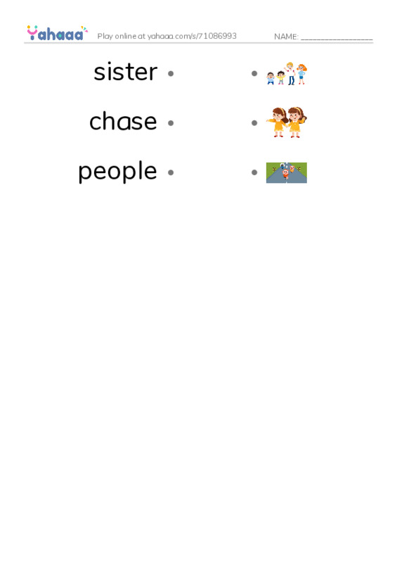 RAZ Vocabulary C: Allie and Ollie PDF link match words worksheet
