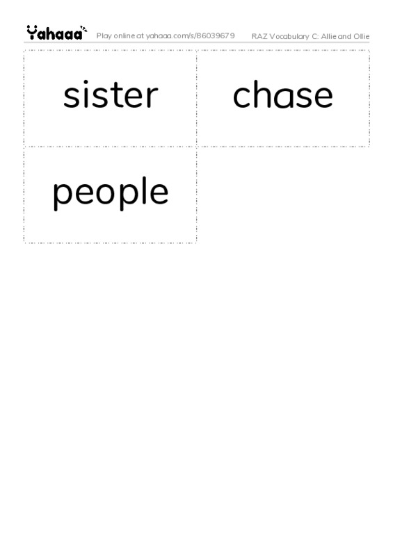 RAZ Vocabulary C: Allie and Ollie PDF two columns flashcards