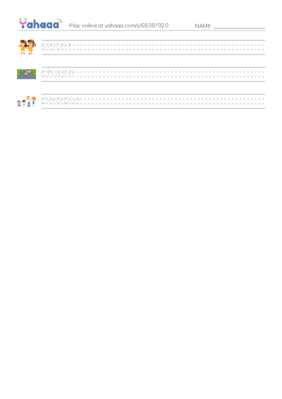 RAZ Vocabulary C: Allie and Ollie PDF write between the lines worksheet