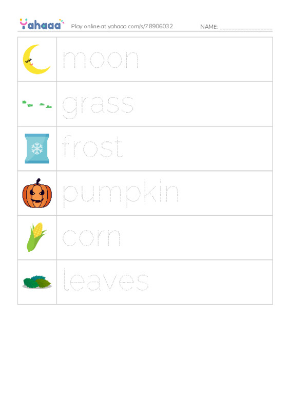 RAZ Vocabulary C: Fall PDF one column image words