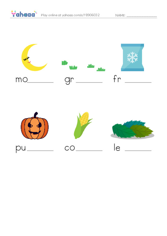 RAZ Vocabulary C: Fall PDF worksheet to fill in words gaps
