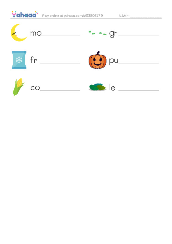 RAZ Vocabulary C: Fall PDF worksheet writing row