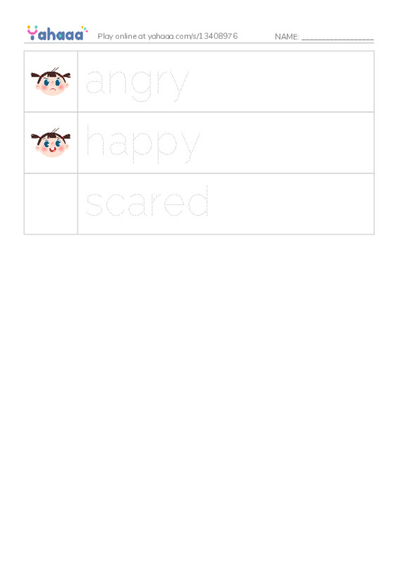 RAZ Vocabulary C: Feelings PDF one column image words