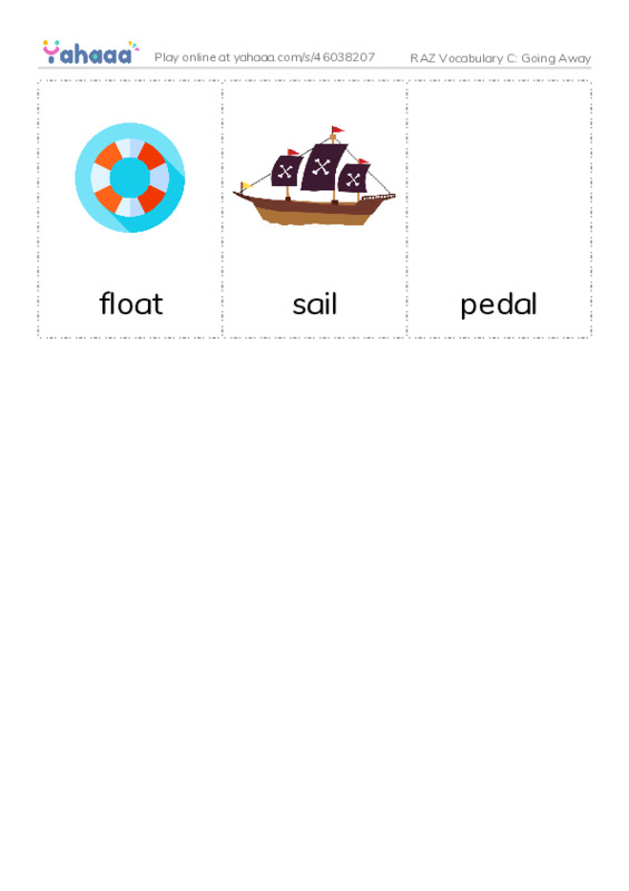 RAZ Vocabulary C: Going Away PDF flaschards with images