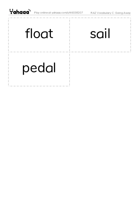 RAZ Vocabulary C: Going Away PDF two columns flashcards